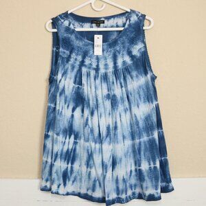 NWT Lane Bryant Tie Dye Tank Top Blue Sleeveless Shirt Popover Size 18/20 Womens